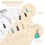 DIY Blank Rectangle Dangle Earring Making Kit, Including 304 Stainless Steel Earring Settings, Glass Cabochons, Mixed Color, 48Pcs/box