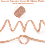 Braided Bare Copper Wire, Braid Cable Wire, Flat, Rose Gold, 1/4 inch(6mm), about 8.75 Yards(8m)/pc