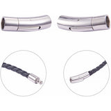 Tube 304 Stainless Steel Bayonet Clasps, Jewelry Findings, Stainless Steel Color, 28x5.5~7mm, Hole: 4~5mm, 6sets/box
