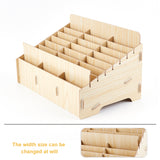 24-Grid Wooden Cell Phone Storage Box, Mobile Phone Holder, Desktop Organizer Storage Box for Classroom Office, Beige, Finished Product: 320x200x180mm