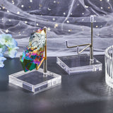 2Pcs 2 Colors Square Transparent Acrylic Mineral Crystal Stands, Raw Gemstone Display Easels with Stainless Steel Holder, Mixed Color, Finish Product: 5.95x5.95x8.75cm, 1pc/color