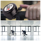 I Love My Bike Alloy Bicycle Bells, with Plastic Finding & Resin Sticker, Bicycle Accessories, Round, Black, 54x69x53mm