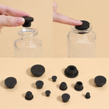 20Pcs 5 Style Silicone Hole Plugs, Snap in Hole Plugs, Post Pipe Insert End Caps, for Furniture Fencing, Round, Black, 10.5~29x10~14mm, 4pcs/style