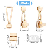 PandaHall 6 Sets Elite Alloy Bag Twist Lock Clasp, with Iron Shim, for Bag Hasp Accessories, Light Gold, 2.75~5.5x1.65~1.75x0.7~0.85cm, 3pcs/set