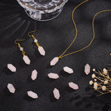 Natural Rose Quartz Double Terminal Pointed Pendants, Faceted Bullet Charm, 18.5~20x8~9x8~9mm, Hole: 1.5mm, 12pcs/box