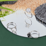 6Pcs 3 Style Adjustable Brass Finger Ring Components, Flower Filigree Ring Settings, Platinum, 1.5mm, Inner Diameter: US Size 7~7 1/2(17.3~17.7mm), 2pcs/style