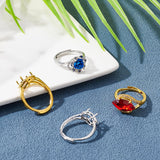 4Pcs 2 Style Adjustable Brass Finger Ring Components, 4 Claw Prong Ring Settings, with Clear Cubic Zirconia, Golden & Stainless Steel Color, Tray: 9.5~10x8mm, Inner Diameter: 17mm, 2pcs/style