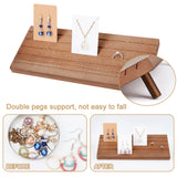 5-Slot Wood Slant Back Earring Display Stands, Earring Organizer Holder for Earring Studs, Card Storage, Coffee, Finish Product: 8x30x12cm