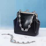 2Pcs 2 Style Crystal Rhinestone Link Bag Handles, with Iron Swivel Clasps, Purse Making Supplies, Platinum, 35.1~37.9cm, 1pc/style