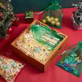 Organza Jewellery Storage Pouches, Wedding Favour Party Mesh Drawstring Gift Bags, Rectangle, Green, 18x13cm, 100pcs/box