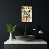 Tinplate Sign Poster, Vertical, for Home Wall Decoration, Rectangle with Word Nice Ass, Pig Pattern, 300x200x0.5mm