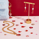 78Pcs 13 Style Light Gold Plated Alloy Pendants, with Enamel, Heart, Red, 12~21x10.5~23.5x1.5~3mm, Hole: 1.6~2.5mm, 6pcs/style