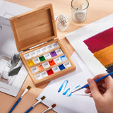 Empty Watercolor Paint Pans, Wood Box, for Paint Case Art Palette Supplies, Rectangular, BurlyWood, 11.6x10.65x2.85cm