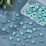 120Pcs 2 Styles Synthetic Turquoise Beads, Round & Flat Round, 4~6x2.5~3.5mm, Hole: 1.2~1.4mm, 60pcs/style