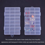 Plastic Bead Containers, 24 Compartments, Clear, 19x13x3.6cm, Compartment: 4.1x2.3x3.3cm, 4boxes/set