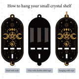 DIY Oval Poplar Wood Wall Display Stand Decorations, with Natural Black Stone & Synthetic Turquoise & Glass Dowsing Pendulum Pendants and Iron Screw, Star Pattern