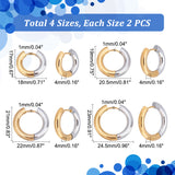 4 Pairs 4 Size Two Tone 304 Stainless Steel Hinged Hoop Earrings for Women, Golden & Stainless Steel Color, 6 Gauge, 17~23x18~24.5x4mm, Pin: 1mm, 1 Pair/style