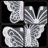 Butterfly Shape Polyester Lace Embroidery Sewing Ornament Accessories, for DIY Garment, Hat, Bag, White, 37x45x1mm