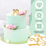 10Pcs 10 Style Number Acrylic Mirror Effect Cake Toppers, Cake Insert Cards, for Cake Decoration, Gold, 146~162.5x50~61x1mm, pin: 5x1mm, 1pc/style