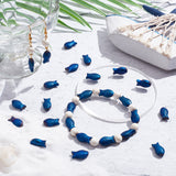 DIY Fish Beaded Bracelet Making Kit, Including Frosted Electroplate Glass Beads, Elastic Thread, Blue, Beads: 15x8x5mm, Hole: 1mm, 50Pcs/box