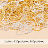 Iron Textured Soldered Jump Rings, Closed Jump Rings, for Jewelry Making, Platinum & Golden, 125x85x18mm, 760pcs/Box