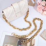 2Pcs 2 Style CCB Plastic Rectangle Cross Chain Bag Straps, with Alloy Spring Gate Ring, Light Gold, 56~65cm, 1pc/style