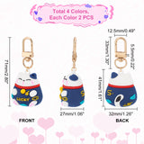 2Set PVC Cartoon Lucky Cat Doll Pendants Keychains, with Alloy Swivel Clasps and 304 Stainless Steel Open Jump Rings, Light Gold, 7.1cm, 4pcs/set