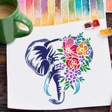 PET Hollow Out Drawing Painting Stencils, for DIY Scrapbook, Photo Album, Elephant, 30x30cm