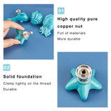 Porcelain Drawer Knobs, with Zinc Alloy Finding and Iron Screw, for Home, Cabinet, Cupboard and Dresser, Mixed Shapes, Deep Sky Blue, 4sets/bag