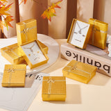 Cardboard Pendant Necklaces Boxes, with Bowknot Outside and Sponge Inside, Rectangle, Gold, 9x7x2.8cm