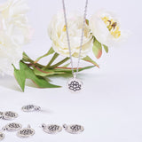 Tibetan Style Alloy Pendants, Flat Round with Lotus, Antique Silver, 20x15x4.5mm, Hole: 1.5mm