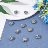 304 Stainless Steel Beads, Flat Round with Tree of Life, Antique Silver, 10x5.5mm, Hole: 1.8mm, 10pcs/box