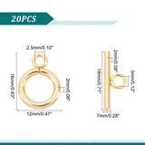 20Set 304 Stainless Steel Toggle Clasps, Golden, Ring: 16x12x2mm, Hole: 2.5mm, Bar: 18x7x2mm, Hole: 3mm