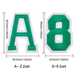 Computerized Embroidery Cloth Iron On Patches, Costume Accessories, Appliques, Letter A~Z & Number 0~9, Green, 72pcs/bag