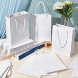 20Pcs Rectangle Cardboard Paper Bags, Gift Bags, Shopping Bags, with Nylon Cord Handles, White, 15x6x20cm
