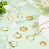 32Pcs 8 Style Alloy Enamel Pendants, Ring with Animal, Light Gold, Mixed Color, 4pcs/style