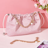 2Pcs Iron Chain Bag Handles, Alloy Enamel Flower & ABS Plastic Imitation Pearl Charm Bag Straps, Mixed Color, 25cm