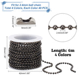 Soldered Iron Ball Chains Jewelry Making Finding Kit, with Brass & Iron Ball Chain Connectors, Mixed Color, Chain: 2.4mm, 24m/bag
