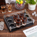 Acrylic Shot Glasses Holders, with 304 Stainless Steel Support Standoff Pins, Beer Wine Glasses Organizer Rack for Family Party Bar Pub, Rectangle, Black, 220x170x50mm