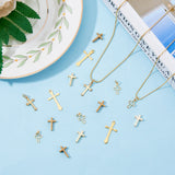 36Pcs 6 Style Long-Lasting Plated Brass Charms, Cross, Real 18K Gold Plated, 12~24x8~13x1~3mm, Hole: 1~3mm, 6pcs/style