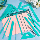 1 Set Acrylic Book Binding Spacer Tools, Cutting Guide, Rectangle & L/T-shaped & Trapezoid, Dark Turquoise, 24.8~248x5~149x2.5~3mm, 18pcs/set