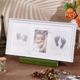 PVC Baby Hand and Footprint Kit Frame, Baby Growth DIY Photo Frame, Rectangle, White, 206x385x17.5mm