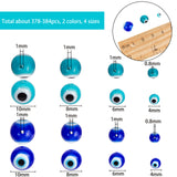 Handmade Evil Eye Lampwork Round Bead Strands, Mixed Color, 4~10mm, Hole: 0.8~1mm, about 381pcs/box