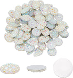 90Pcs 3 Style Resin Cabochons, Bottom Silver Plated, AB Color Plated, Half Round/Dome & Teardrop & Oval, White, 30pcs/style