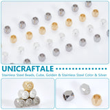 60Pcs 3 Colors 201 Stainless Steel Beads, Cube, Mixed Color, 3x3x3mm, Hole: 2mm, 20pcs/color