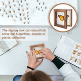 Wood Jewelry Presentation Boxes with White EVA Foam Mat Inside, Flap Cover Insect Specimen Display Case with Visible Acrylic Window, Square, Coconut Brown, 14.85x14.85x4.7cm