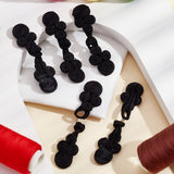 20 Pairs Handmade Chinese Frogs Knots Buttons, Polyester Button, Black, 20.5x65x4~7.5mm