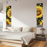 Polyester Decorative Wall Tapestrys, for Home Decoration, with Wood Bar, Rope, Rectangle, Flower Pattern, 1300x330mm