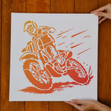 1Pc PET Hollow Out Drawing Painting Stencils, with 1Pc Art Paint Brushes, for DIY Scrapbook, Photo Album, Motorbike, 300x300mm