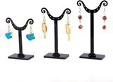 Black Pedestal Display Stand, Jewelry Display Rack, Earring Tree Stand, Black, 5.8~7x8.5~14.5cm, 3 Stands/Set, 1set